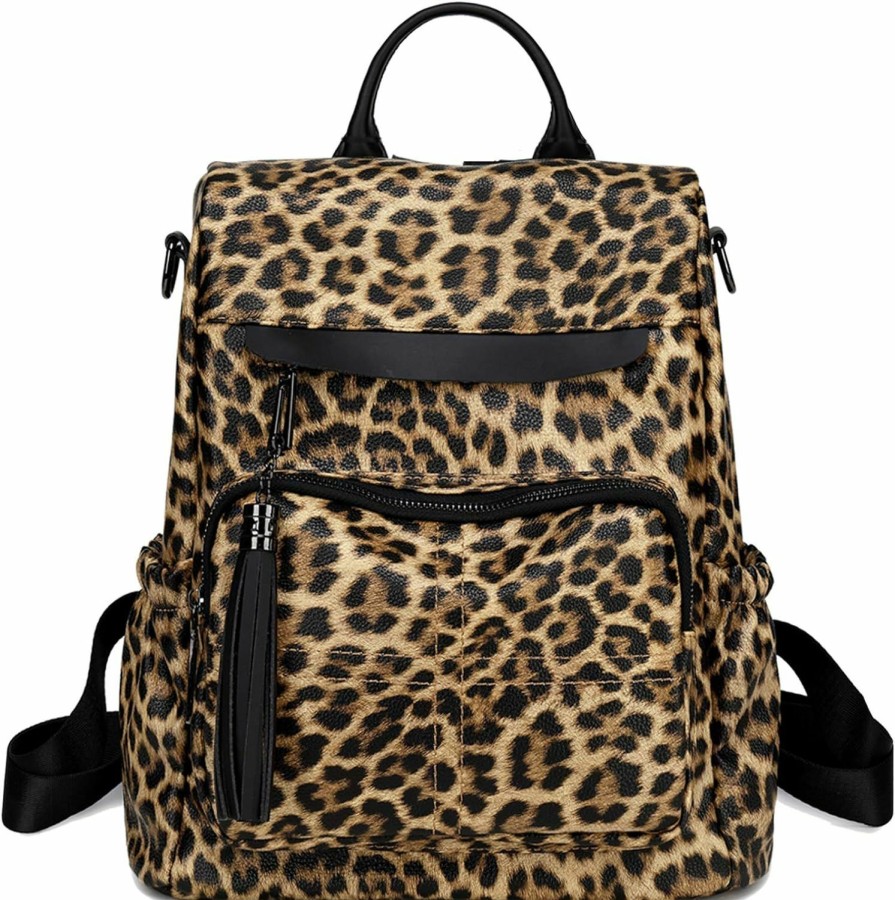 Backpack Handbags | CAMTOP Women Backpack Purse Fashion Pu Leather Casual Backpack Shoulder Bag Travel Daypack (Leopard-Brown)