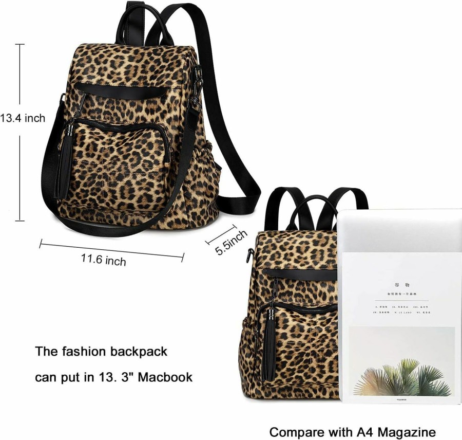 Backpack Handbags | CAMTOP Women Backpack Purse Fashion Pu Leather Casual Backpack Shoulder Bag Travel Daypack (Leopard-Brown)