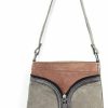 Backpack Handbags | Mona B. Mona B. Pistachio Two In One Convertible Upcycled Canvas Tote Backpack And Cross City Crossbody With Vegan Leather Trim (Crossbody-Smoke)