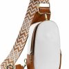 Backpack Handbags | Huwzder Huwzder Sling Bag For Women Pu Leather Fanny Bag Small Crossbody Sling Backpack Multipurpose Chest Bag For Women Cycling (A-Brown And White)