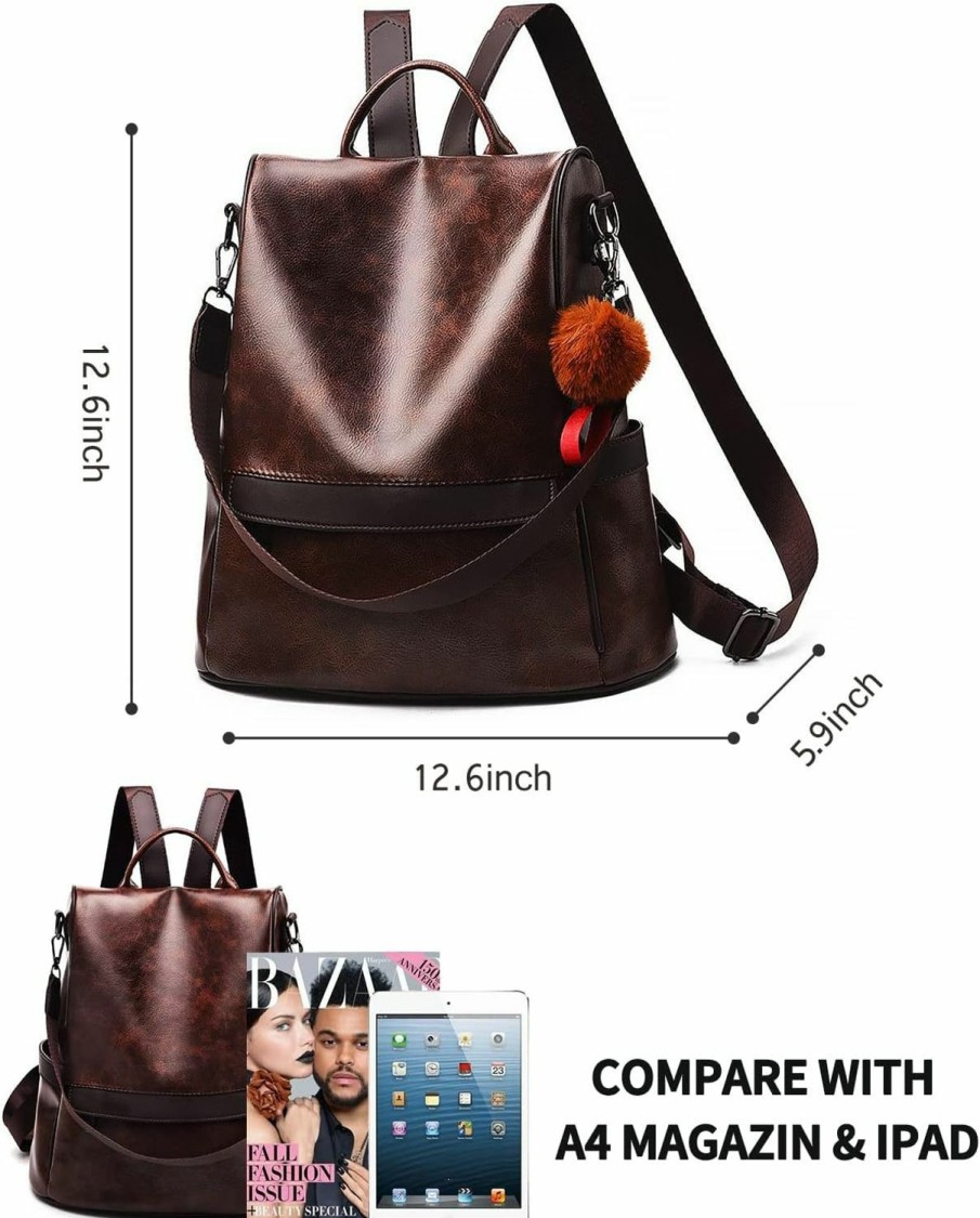 Backpack Handbags | ZGWJ Zgwj Women'S Backpack Purse Fashion Leather Anti-Theft Shoulder Bags Pu Casual Satchel Bags Travel Bags