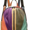 Backpack Handbags | Segater Segater Women'S Multicolor Backpack Genuine Leather Handbag Random Colorful Patchwork Shoulder Bag Men Daypack Unique Purses