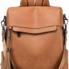 Backpack Handbags | Roulens Roulens Backpack Purse For Women Pu Leather Anti-Theft Fashion Travel College Ladies Shoulder Bags With Tassel