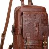 Backpack Handbags | PIJUSHI Pijushi Crocodile Leather Backpack Purse For Women Men Leather Rucksack With Flap (66511 Brown)