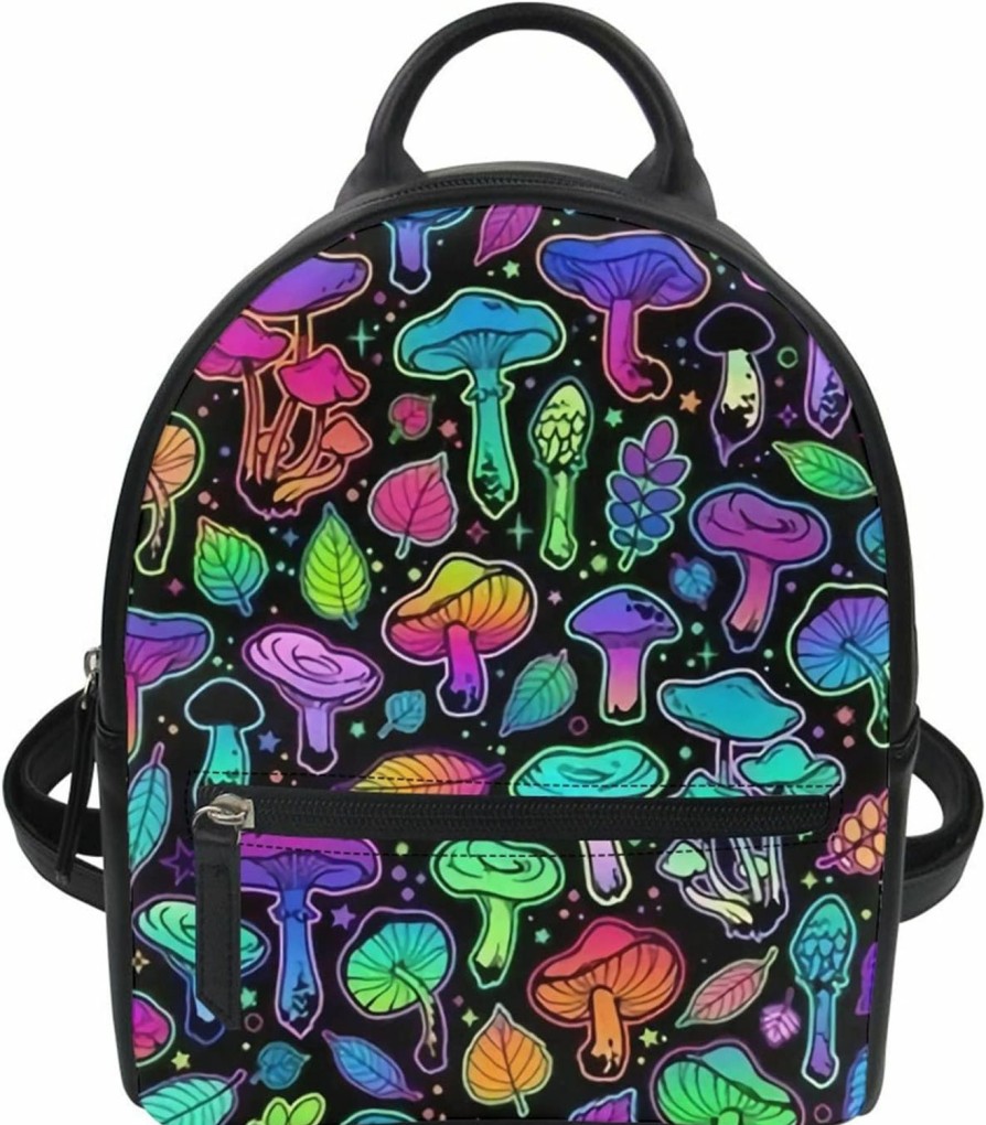 Backpack Handbags | Freewander Freewander Purple Galaxy Nebula Wolf Mini Pu Leather Backpack School Bag Rucksack For Picnic Travel School