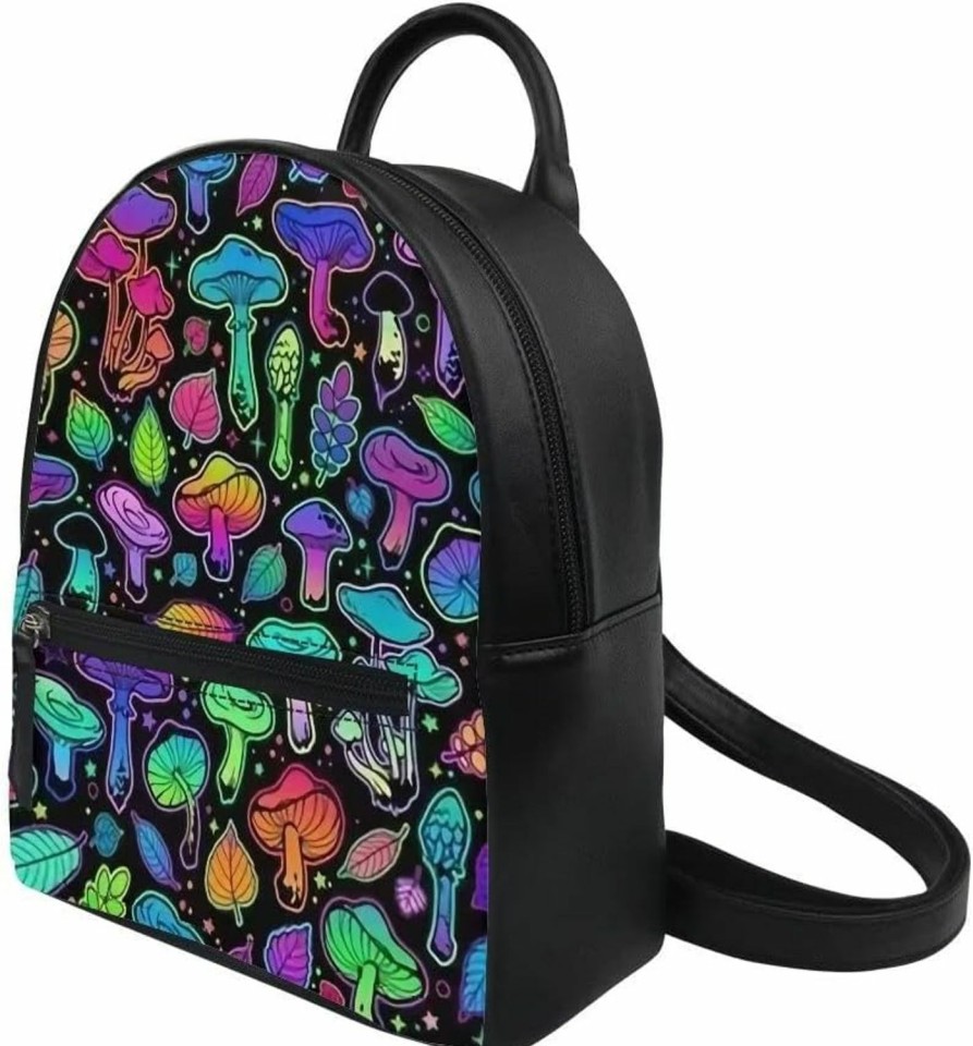 Backpack Handbags | Freewander Freewander Purple Galaxy Nebula Wolf Mini Pu Leather Backpack School Bag Rucksack For Picnic Travel School