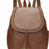 Backpack Handbags | KKXIU Kkxiu Fashion Small Synthetic Leather Backpack Purse For Women And Ladies With Tassel (Brown)