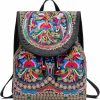 Backpack Handbags | levayhill Levayhill Women Vintage Embroidery Ethnic- Backpack- Flower Shoulder Bag Purse,Fashion Handbag Small Drawstring Casual Travel Daypack