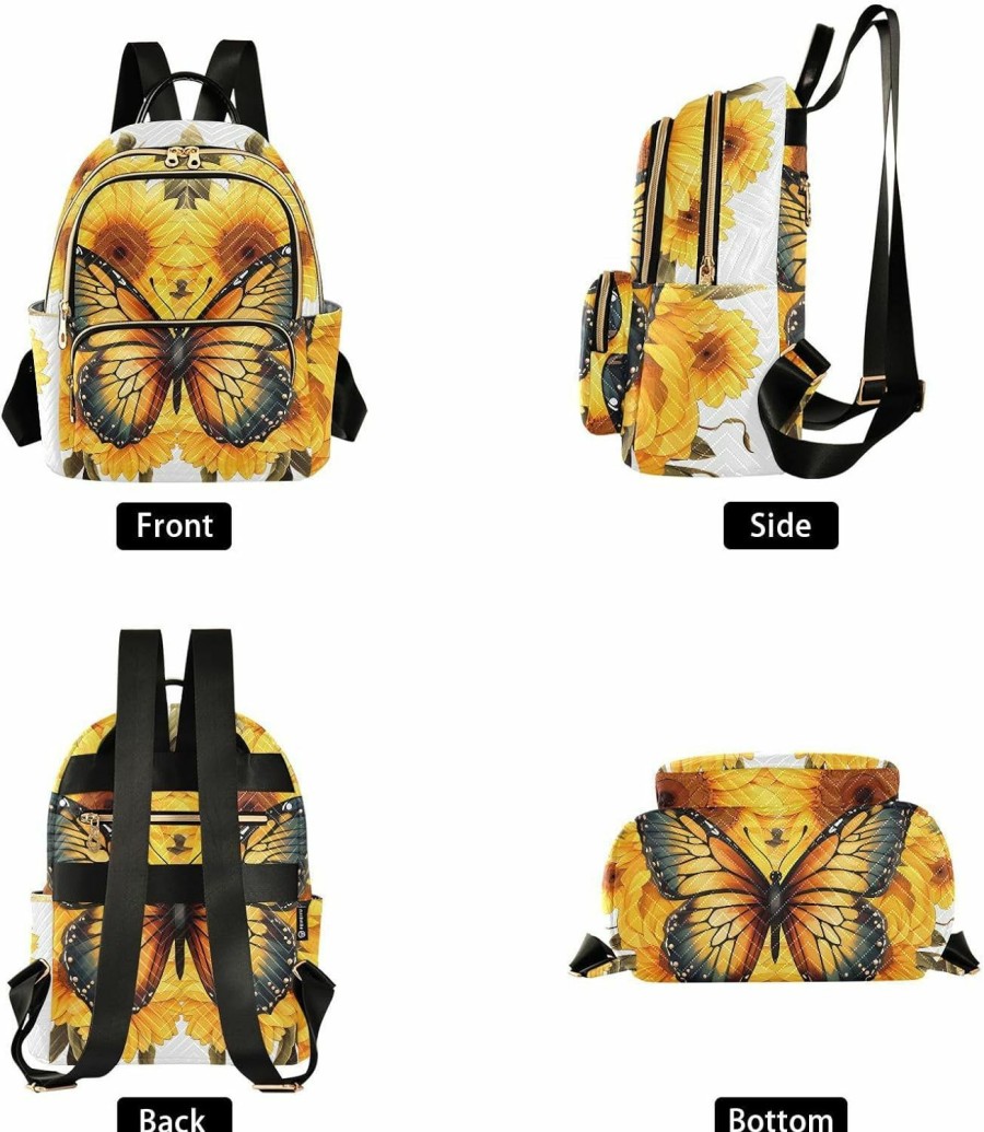 Backpack Handbags | BOENLE Boenle Butterfly Sunflower Fashion Travel Backpack For Women Multi Pockets Lightweight Purse For Women-M