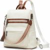 Backpack Handbags | Cnoles Cnoles Backpack Purse For Women Vegan Leather Ladies Large Travel Backpack Fashion Casual College Shoulder Bag White