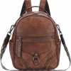 Backpack Handbags | VASCHY Vaschy Small Backpack Purse For Women, Cute Vegen Leather Mini Backpack For Lady With Guitar Shoulder Bag Handbag Strap Brown