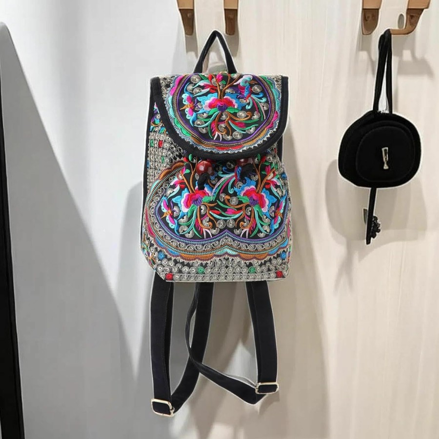 Backpack Handbags | Goodhan Goodhan Vintage Embroidered Women Backpack Ethnic Travel Handbag Shoulder Bag