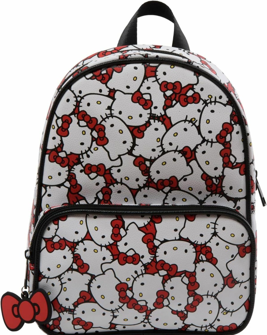 Backpack Handbags | AI ACCESSORY INNOVATIONS Ai Accessory Innovations Sanrio'S Hello Kitty Allover Print Double Strap Shoulder Bag, Mini Backpack Purse With Molded Bow Dangle, 10.5 Inches, Adjustable Straps, Faux Leather