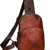 Backpack Handbags | LRTO Genuine Leather Small Sling Bag For Women Crossbody Purse Handmade Hiking Daypack Retro Shoulder Backpack Vintage Chest Bags