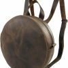 Backpack Handbags | Heather's Heather'S, Circular Backpack With Adjustable Straps, Travel Accessory, Casual Daypack, Full Grain Leather, Handmade, Bourbon Brown