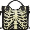 Backpack Handbags | MEOKIM Meokim Gothic Backpack Canvas Bag Luminous Fashion Skull Crossbody Printed Bag Zipper Luminous Striped Shoulder Bag (Sternum Bag)