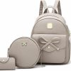 Backpack Handbags | Aogist Aogist Mini Leather Backpack Purse 3-Pieces Fashion Bowknot Zipper Bags Cute Casual Travel Daypacks For And Women