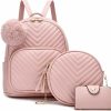 Backpack Handbags | I IHAYNER I Ihayner Mini Backpack For Women 3-Pcs Leather Backpack Purse Small Backpacks For Women Ladies Pompom Backpack Shoulder Bag Pink