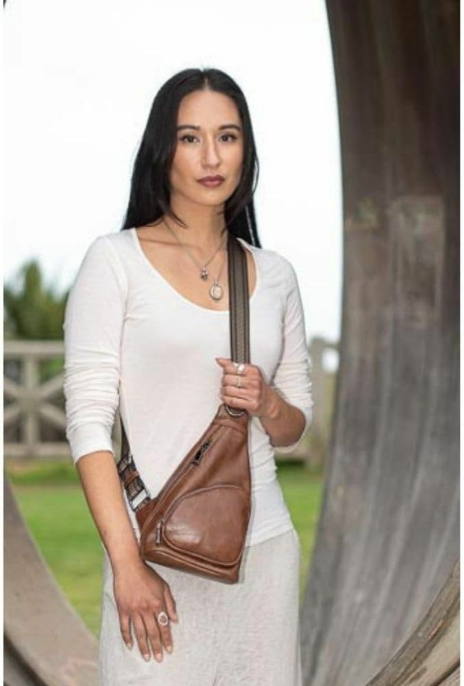 Backpack Handbags | Liz Soto Liz Soto Lori Sling Bag For Women - Chest Bag For Women, Vegan Leather Travel Sling Bag, Small Sling Backpack Purse