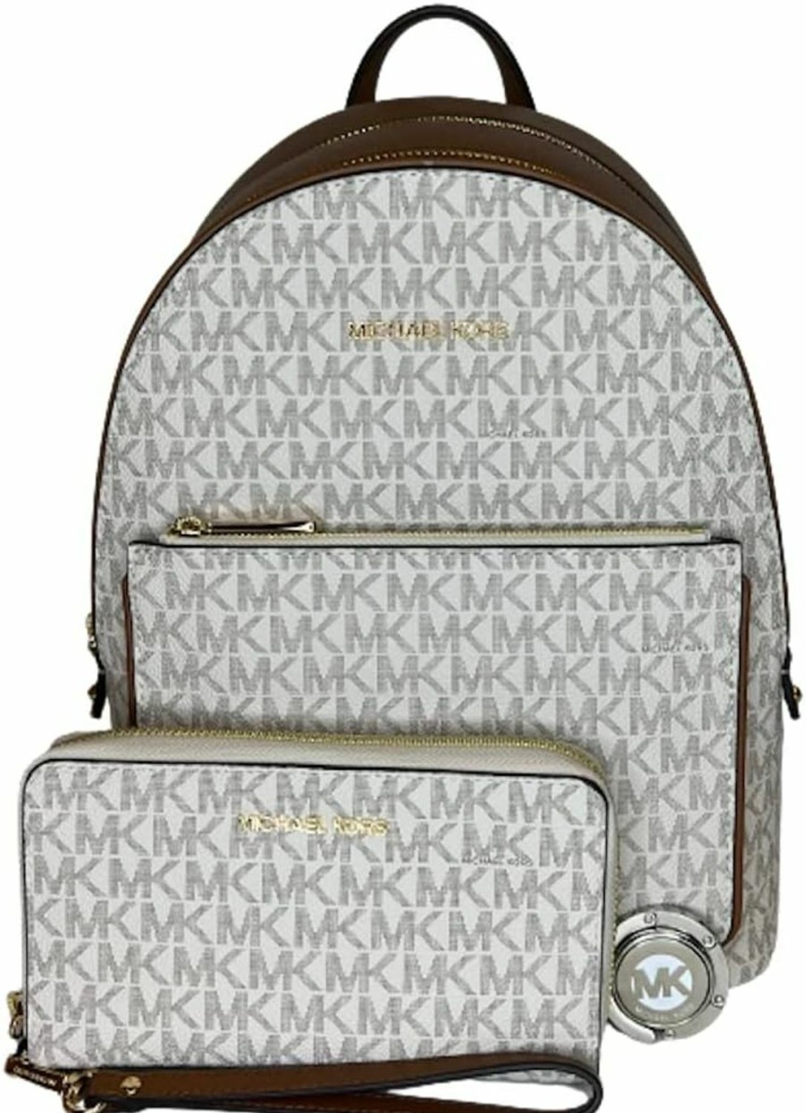 Backpack Handbags | Michael Kors Michael Kors Michael Michael Kors Adina Md Backpack Bundled With Matching Lg Flat Mf Phone Wallet Purse Hook (Signature Mk Vanilla)