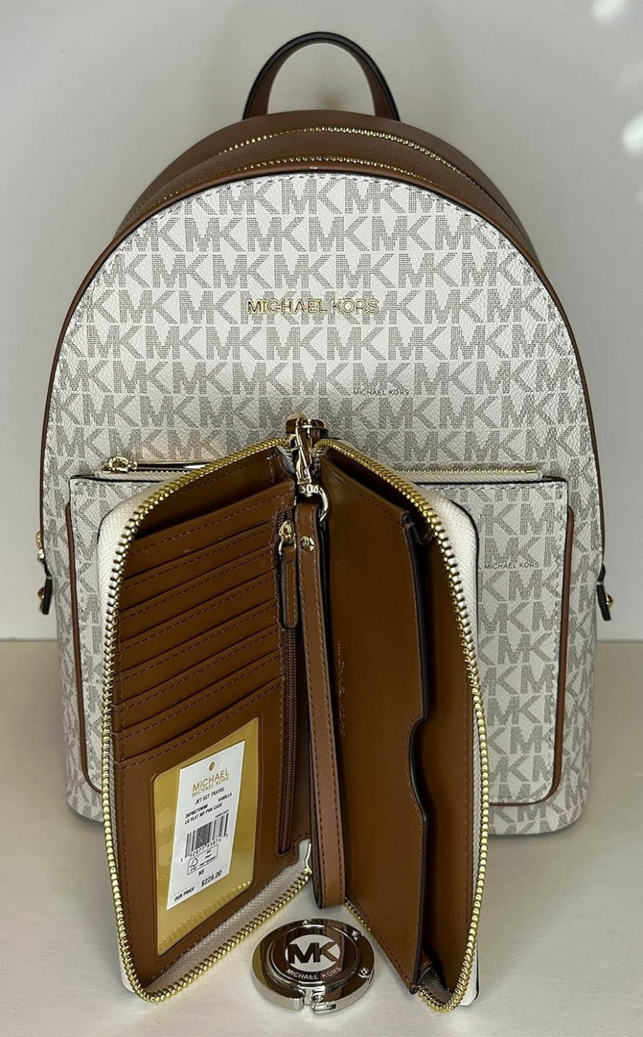 Backpack Handbags | Michael Kors Michael Kors Michael Michael Kors Adina Md Backpack Bundled With Matching Lg Flat Mf Phone Wallet Purse Hook (Signature Mk Vanilla)