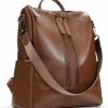 Backpack Handbags | molshine Molshine Vegan Leather American Backpack, Zipper Crossbody Bag, Shoulder Bags Handbag For Women Lady Hb039(Brown)