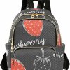 Backpack Handbags | ALAZA Alaza Strawberry Black Women'S Backpack Purse Causal Daypack Work Travel College Business Trip Bag Shoulder Bag