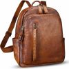 Backpack Handbags | LRTO Lrto Genuine Leather Backpack Purse For Women Vintage Casual Daypack College Bag Handmade Cowhide Western Rivets Rucksack (Coffee)