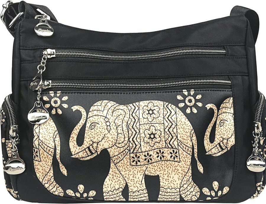 Backpack Handbags | WONSHREE Wonshree Crossbody Bag For Women, Nylon Shoulder Bags Multi-Pocket Purse And Handbag Small Boho Elephant Daypack Backpack Lightweight Travel Messenger Bag