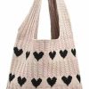 Backpack Handbags | Pokn Pokn Crochet Tote Bag Heart Tote Cutecore Key Chain Cute Tote Bag Y2K Accessories Shoulder Bag Heart Bag Hobo Bag Y2K Knit