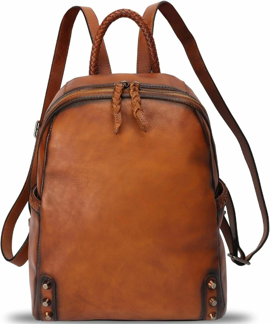 Backpack Handbags | LRTO Lrto Genuine Leather Backpack Purse For Women Vintage Rucksack Casual Back Bag Handmade Cowhide Western Daypack (Brown)