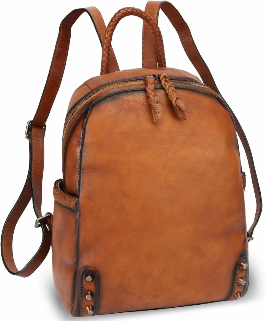 Backpack Handbags | LRTO Lrto Genuine Leather Backpack Purse For Women Vintage Rucksack Casual Back Bag Handmade Cowhide Western Daypack (Brown)