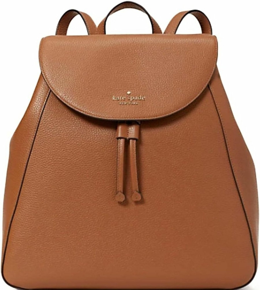 Backpack Handbags | Kate Spade New York Kate Spade Leila Large Flap Backpack Tote Bag Gingerbread Pebbled Leather