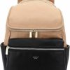 Backpack Handbags | Kah&Kee Kah&Kee Backpack For Women Fashion Waterproof School Bag Multiple Compartments 10 Pockets Fake-Leather Nylon Stitching (Beige/Black)