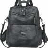 Backpack Handbags | BEUFLO DREMS Beuflo Drems Backpack Purse For Women Leather Large Womens Shoulder Backpack Bag For Work Travel (Black)