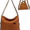 Backpack Handbags | RUNSOON Runsoon Corduroy Tote Bag Shoulder Bag Convertible Backpack Purse For Women Multi-Pocket Hobo Handbags With Zipper