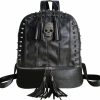 Backpack Handbags | Downupdown Downupdown Skull Backpacks For Women And Men Vintage Backpack Bag Rivet Backpack Handbags Uni Tassels Bookbag Hip Hop Casual Dayback Bag-Black