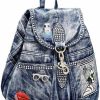 Backpack Handbags | Alice Fan Alice Fan Fashion Denim Women Casual Backpack Large Capacity Jeans Shoulder Bag With Diamond Dec Female Backpacks (Blue)