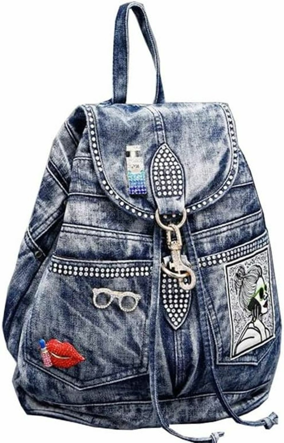 Backpack Handbags | Alice Fan Alice Fan Fashion Denim Women Casual Backpack Large Capacity Jeans Shoulder Bag With Diamond Dec Female Backpacks (Blue)