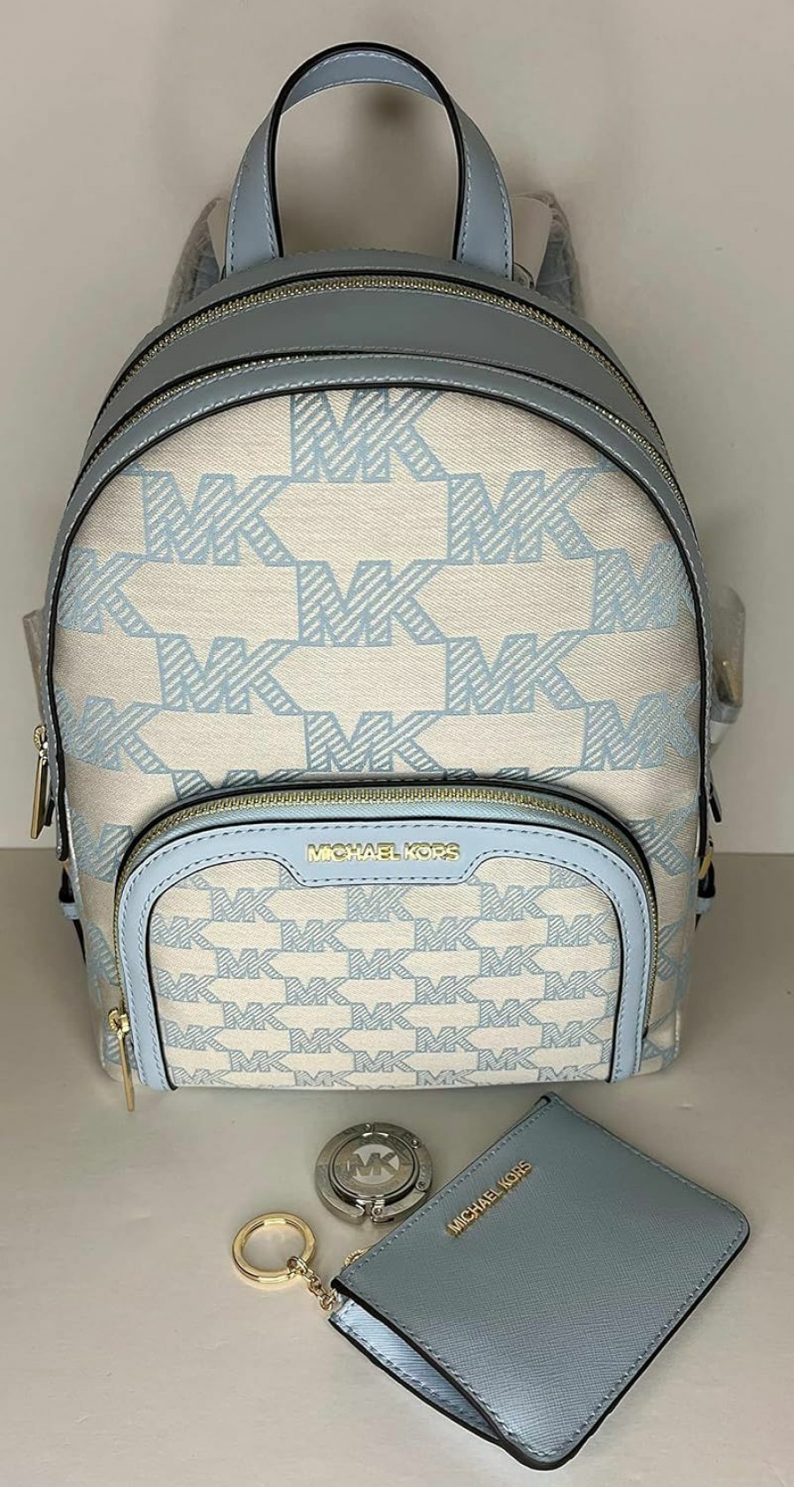 Backpack Handbags | Michael Kors Michael Kors Jaycee Md Backpack Bundled With Sm Tz Coinpouch Wallet Purse Hook (Vista Blue Signature Mk)