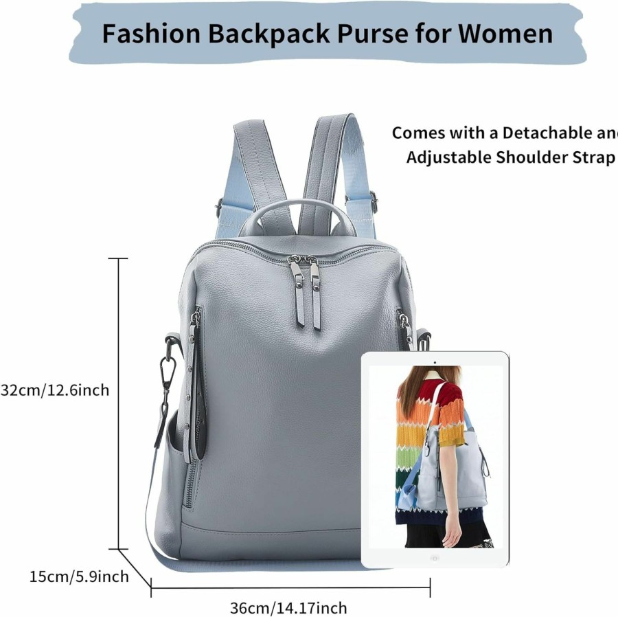 Backpack Handbags | NZ SIXVONA Nz Sixvona Backpack Purse For Women, Fashion Anti-Theft Water Resistant Women Travel Backpack Purses For Ladies,Blue