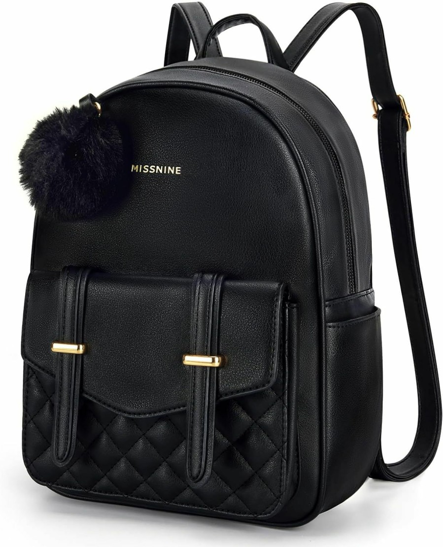 Backpack Handbags | Missnine Missnine Mini Backpack For Women Cute Small Backpack Purse With Pompom Pu Leather Bookbag Small Casual Daypacks For Ladies