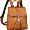 Backpack Handbags | LRTO Lrto Genuine Leather Backpack Purse For Women Vintage Casual Daypack Back Bag Handmade Knapsack Western Rucksack (Brown)