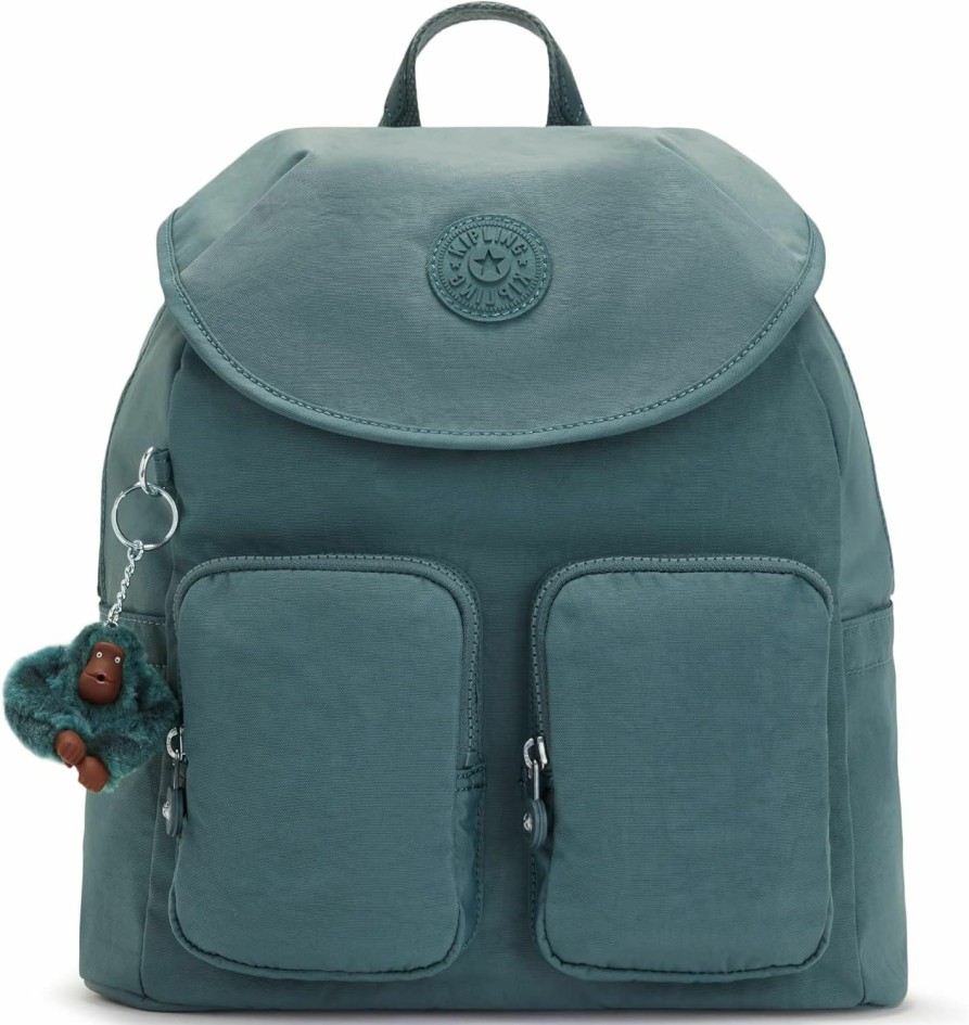 Backpack Handbags | Kipling Kipling Women'S Fiona Medium, Adjustable Straps, Flap Closure, Top Carry Handle, Backpack, Bluemist T, 13.25''L X 13.25''H X 6''D