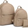 Backpack Handbags | Premium Lux Details Premium Lux Details Luxury 3 Set Pieces Fashion Backpack Large, Handcraft Details Fashion Backpack Medium, Matching Wallet. (Taupe)