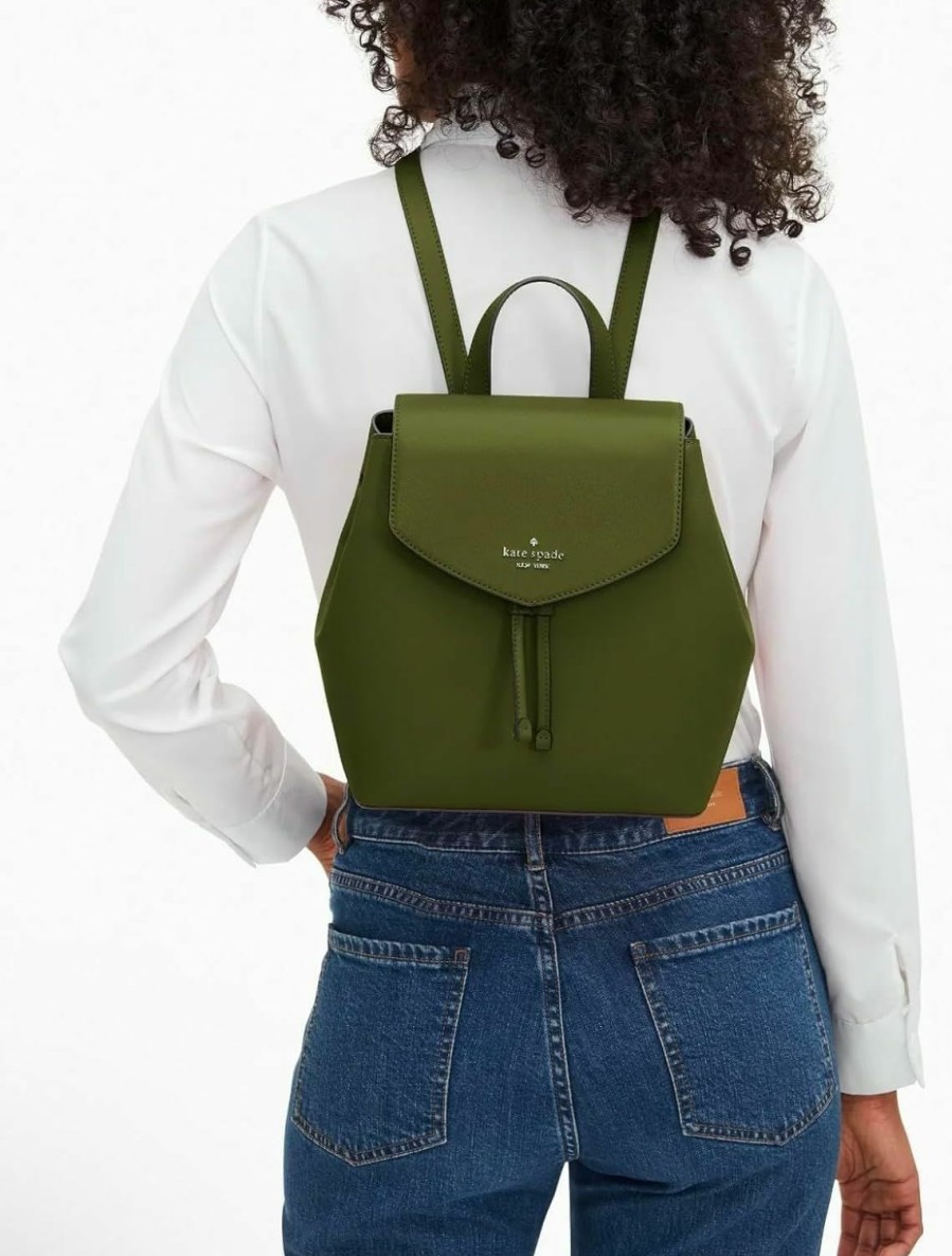 Backpack Handbags | Kate Spade New York Kate Spade New York Lizzie Leather Medium Flap Backpack Enchanted Green