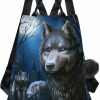 Backpack Handbags | ALAZA Alaza Dark Night Wolf And Full Moon Backpack For Daily Shopping Travel