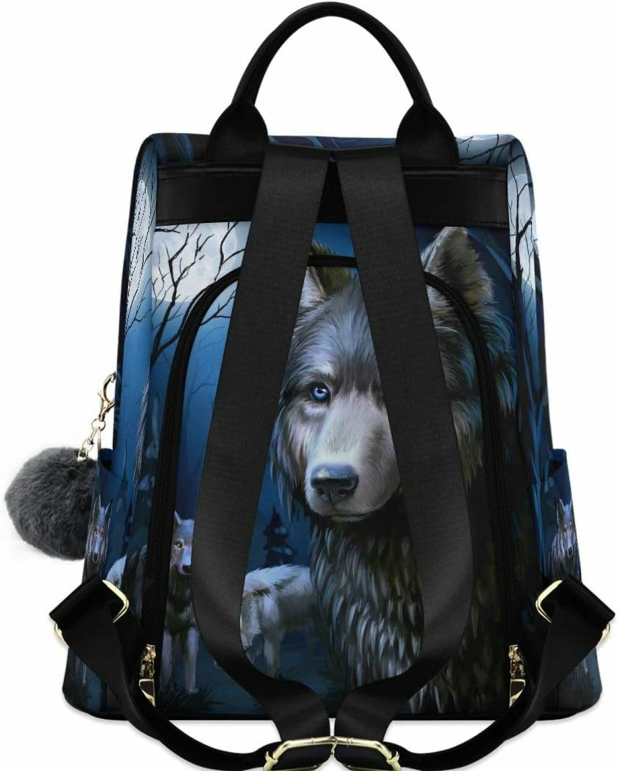 Backpack Handbags | ALAZA Alaza Dark Night Wolf And Full Moon Backpack For Daily Shopping Travel