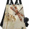 Backpack Handbags | ALAZA Alaza Watercolor Retro Dragonfly Dandelion Backpack Purse With Adjustable Straps