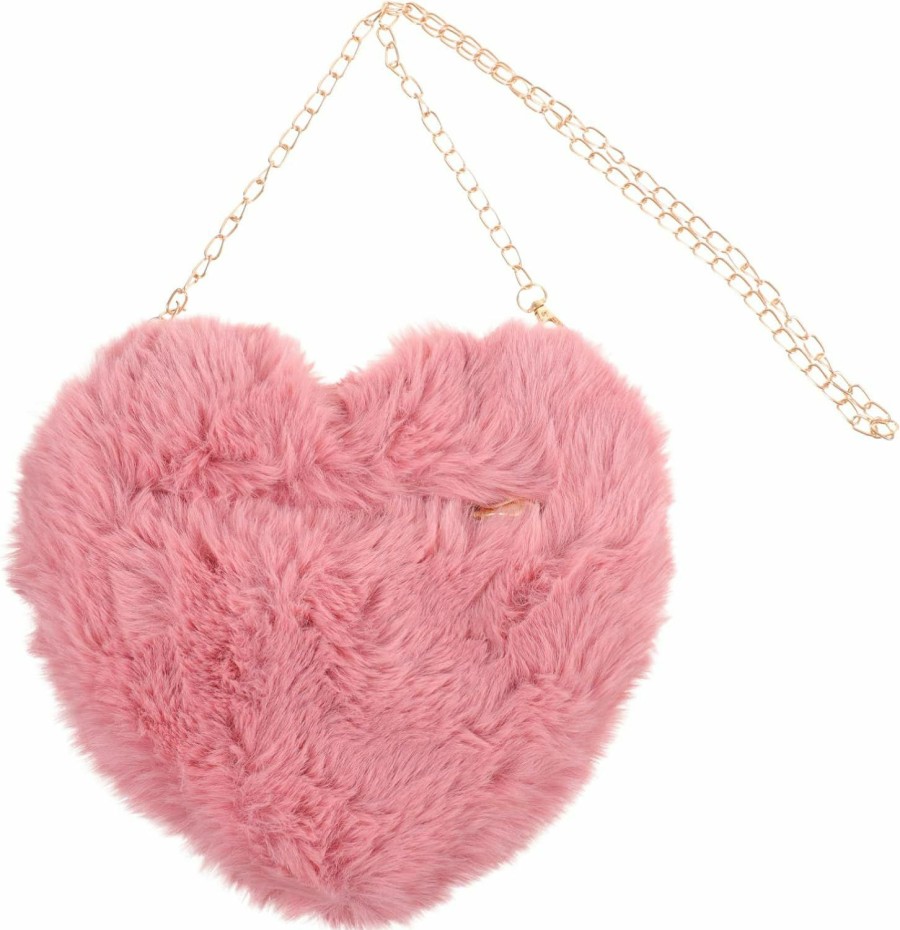 Backpack Handbags | Abaodam Abaodam Heart Shaped Purse Soft Fluffy Faux Fur Crossbody Bag Handbag Shoulder Bag With Chain For Women Girls Valentines Day